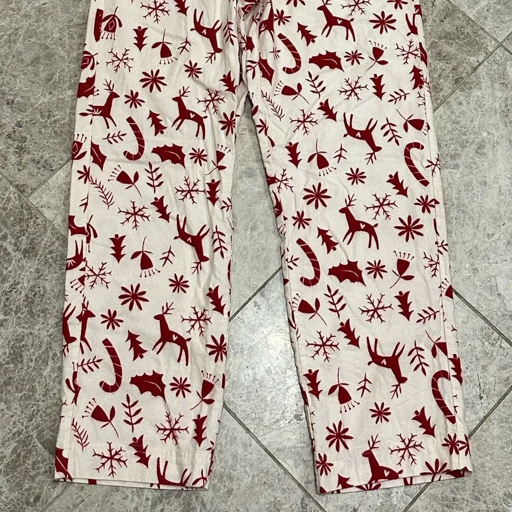 Hanna Andersson Christmas Nordic Flannel PJ Pajama Pants Red Cream XS